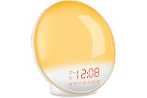 TITIROBA Wake Up Light, Sunrise Alarm Clock Radio, Bedside Lamp with Sleep Aid, Dual Alarms, Snooze, Colorful Lights, Natural Sounds for Kids Adults Bedroom
