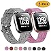 Welltin 2 Pack Bands Compatible with Fitbit Versa/Fitbit Versa 2 / Fitbit Versa Lite for Women Men, Breathable Woven Fabric Strap, Adjustable Replacement Wristband for Fitbit Versa Smart Watch