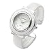 Top Plaza Fashion Women's Cuff Watch, Round Case PU Leather Band, White