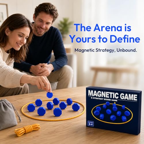 Magnetic Chess Set with 20 Large 3cm Magnetic Chess Pieces, Family Board Game with Rope and Velvet Storage Bag, Portable Magnet Set for Kids and Adults (Black)