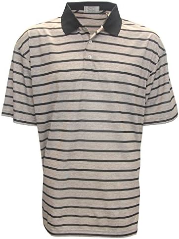 McIlhenny Heather Striped Mesh Polo Golf Shirt by Tabasco, Large Black