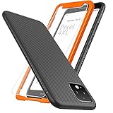 Thonzer Google Pixel 4 XL Case, Pixel 4 XL Case, with 9H Tempered Glass Screen Protector & Easy Installation Frame, Scratch Resistant & Anti Slip Grippy Soft TPU Slim Case for Pixel 4 XL Phone (Black)