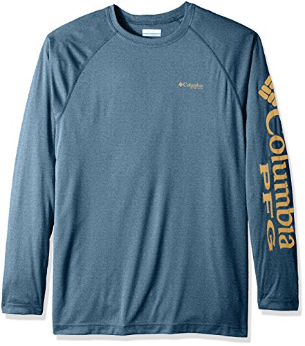 Columbia Men's Terminal Tackle Heather Long Sleeve Big/Tall Shirt, Blue Heron Heather/Dark Banana, 4X