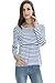 BEARSLAND Women's Striped Long Sleeves Breastfeeding and Nursing Top,Deep Blue/White,Medium