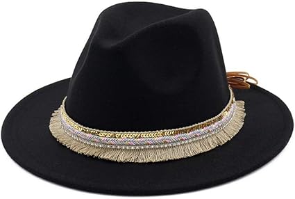 LRJTLKJ Sombrero clásico Fedora for Hombre con Cinta de Borla Sombrero