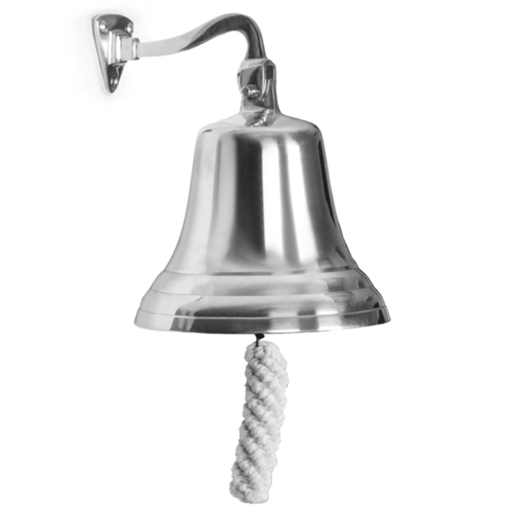 bar@drinkstuff Chrome Last Orders Bell – Small 3.5" / 90 mm Wall-Mounted Pub & Home Bar Bell, Brass with Chrome Finish, Cast-Iron Ringer & Rope Pull