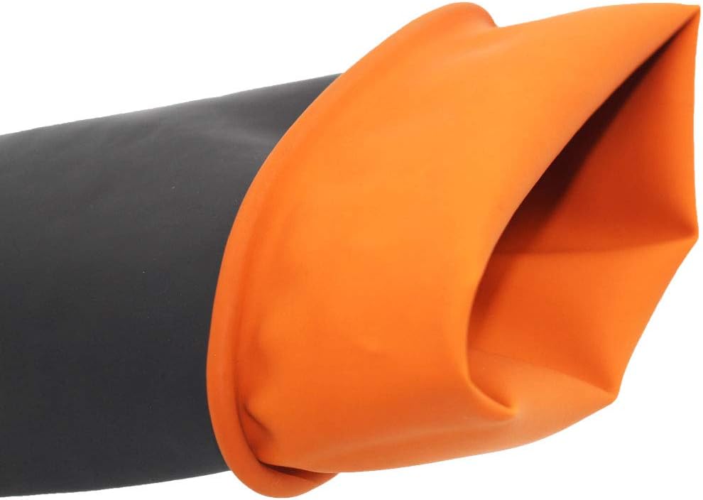 Jewboer 2 Pairs 22" Heavy Duty Rubber Gloves,Chemical Muriatic Acid Resistant Latex Gloves,Waterproof Dishwashing Household Cleaning Protective Safety Work Industrial Gloves,Black: Clothing