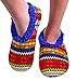 Snoozies Womens Comfy Soft Nordic Knit Fleece Slipper Socks - Blue/Orange, Extra-Large