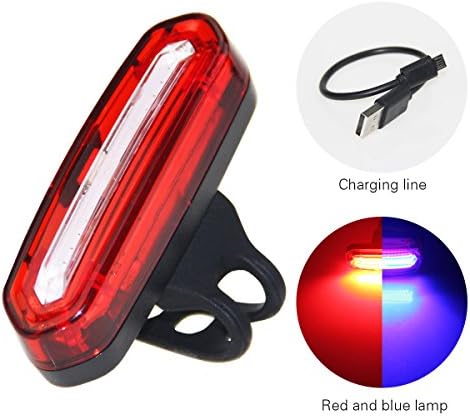 PAGAO BIKE TAIL LIGHT, Ultra Bright And USB Rechargeable, Bicycle Flashing Rear taillight for 120 Lumen, LED Safety Warning Strobe Tail Light, also for Helmet and Backpack (Red-Blue)