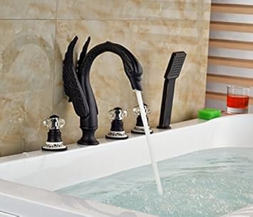 Gowe Oil Rubbed Bronze Crystal Handles Swan Tub Spout Bathtub