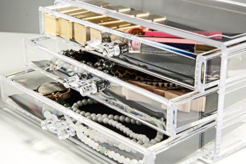 Unique Home Acrylic Jewelry and Cosmetic Storage Makeup Organizer Set, 4 Piece - Thumbnail 6