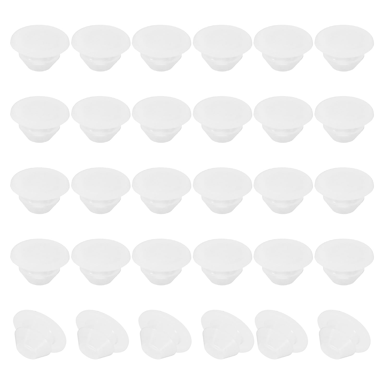 PATIKIL 6mm Diameter Silicone Round Snap, 40 Pcs in Type Locking Furniture Hole Plug Button Thin Edge Protective Cover Fit for 7mm Hole for Seal Bulkhead Cylinder, Translucent