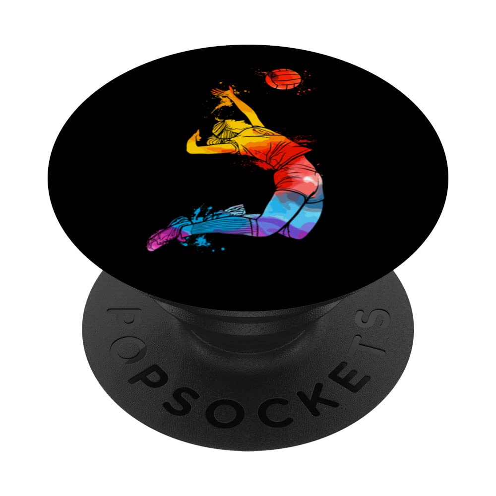 Volleyball Sports Colorful Pop Art Portrait Beach Volleyball PopSockets Swappable PopGrip