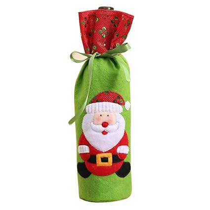 Stockings Gift Holders Wine Bottle Covers Bag Santa Claus