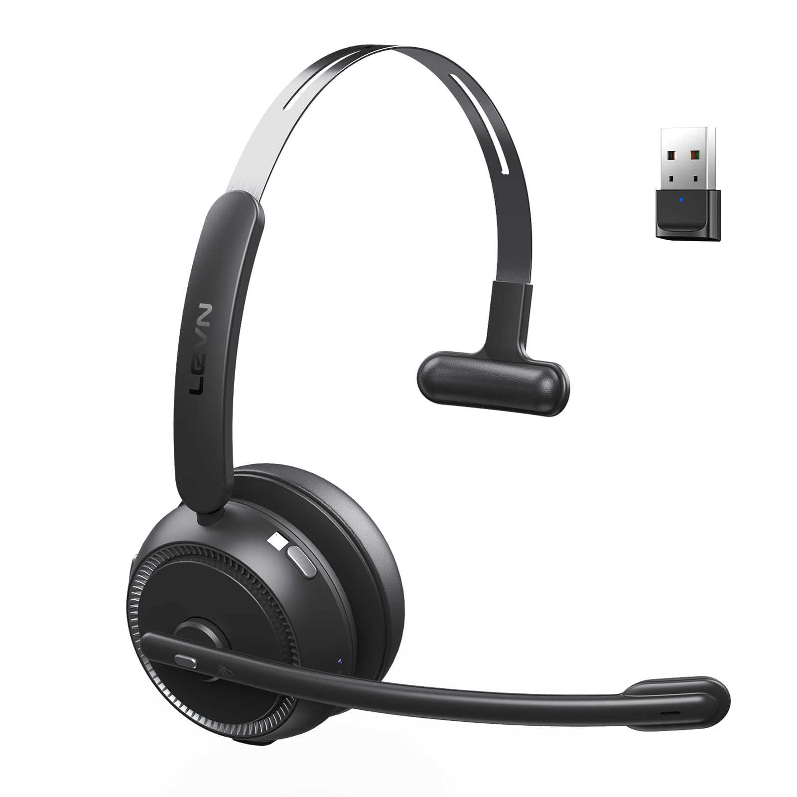 Photo 1 of LEVN Wireless Headset with Mic for Work, Bluetooth Headset with AI Noise Cancelling Microphone, 65Hrs Working Time Wireless Headset with Microphone for Work from Home/PC/CallCenter/Computer/Laptop