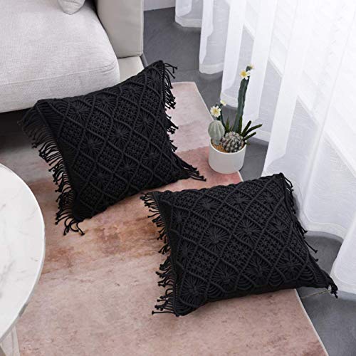 black macrame pillow