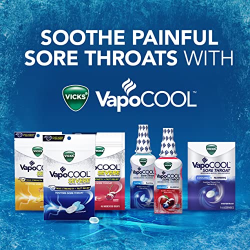 Vicks VapoCOOL SEVERE Medicated Sore Throat Drops, FastActing Max
