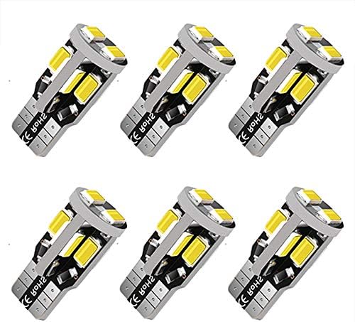 12V 6pcs T10 LED Bulb,194 LED Bulb, 168 LED Bulb, 2825 W5W LED Bulbs, Super Bright 6000K White 10SMD 5730 Chipset 250LM LED Bulb for Car Interior Dome Map Door Courtesy License Plate Lights