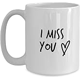 I Miss You Mug, Missing You Coffee Cup, Lovers Apart Gift Idea for Girlfriend, or Boyfriend, Large 15 oz White Ceramic Mug