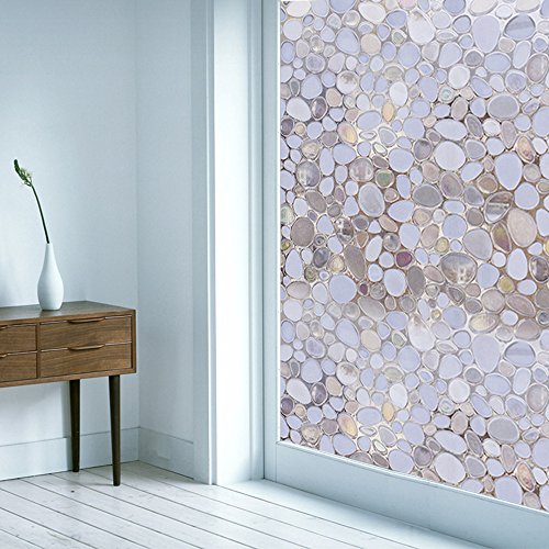 Soqool Decorative Window Film Privacy Window Treatment No Glue Static Cling Vinyl Film Heat Control Window Covering for Home/Bathroom/Sliding Window Decor, 17.7" Wide by 78.7" Long