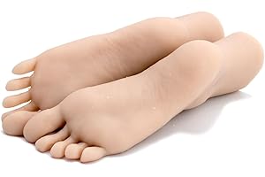 JUYO VONSAN Silicone Feet Realistic Female Feet Model 1 Pair Lifesize Female Mannequin Foot for Shoe Sock Jewerly Display Tattoos