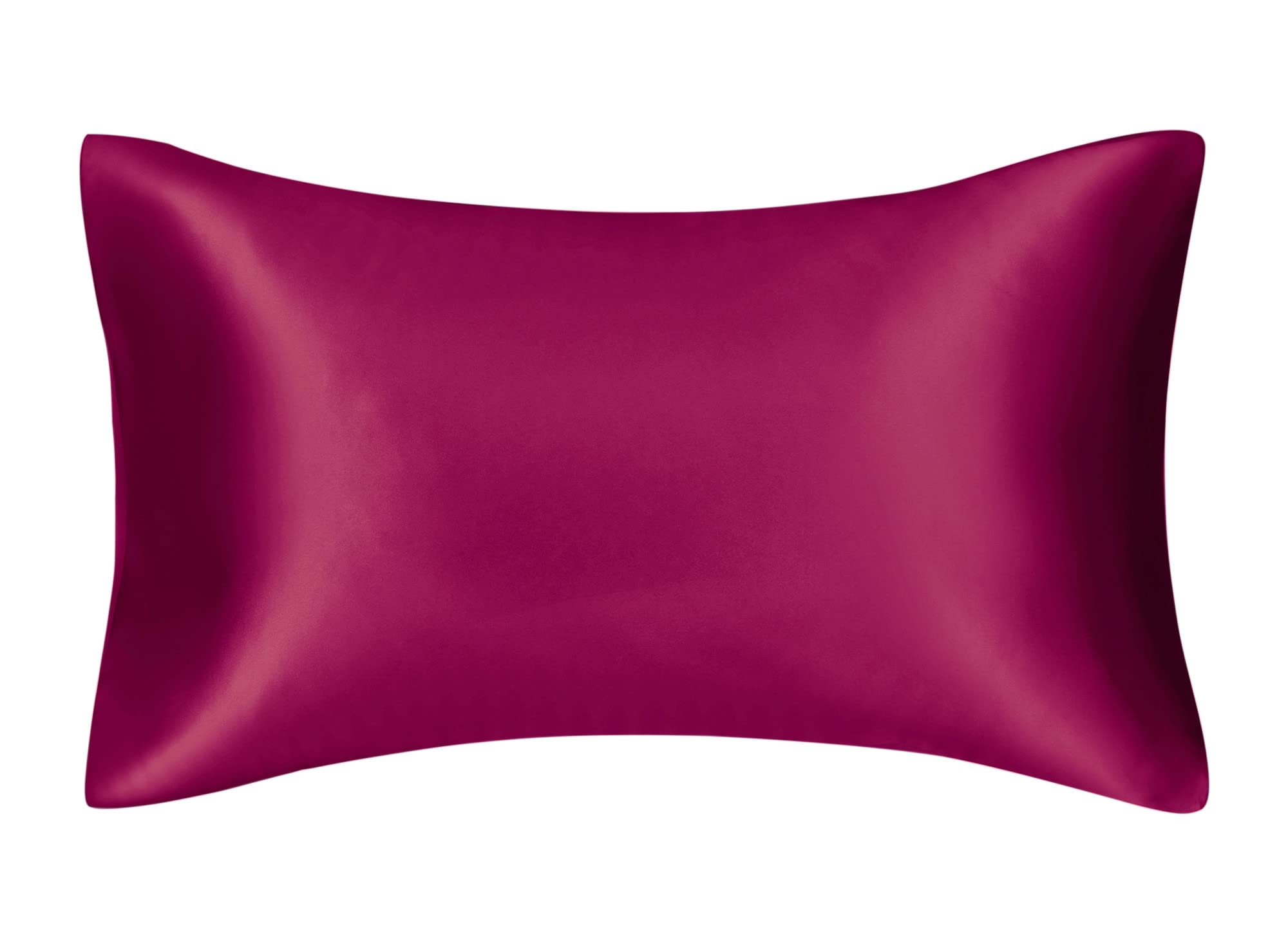 FLCA 100% Mulberry Silk Charmeuse Silk Pillowcase Both Sides Silk Pillow Shams Cover for Skin Health with Hidden Zipper (Burgundy, Standard) โ image 1