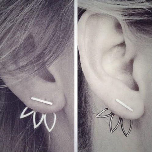 Fashion Design Earrings for Women Hollow Out Leaf Flower Stud Earrings Simple Metal Ear Jewelry (Silver)