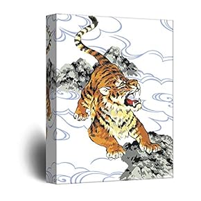 Canvas Wall Art - Drawing of Tiger - Giclee Print Gallery Wrap Modern Home Art Ready to Hang - 12x18 inches