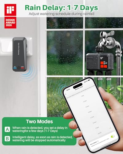 Smart WiFi Water Timer 3-Zone, Sprinkler Timer with with 984 Feet RF Gateway, 3 Outlets Hose Timer with Rain Delay, Wireless Irrigation Timer with Automatic/Manual for Garden/Lawn