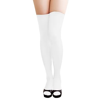 Oblique Unique® Sexy Strumpfhose -halterlos- Overknee Strümpfe - Party Kostüm Fasching Karneval (Overknee Weiss)