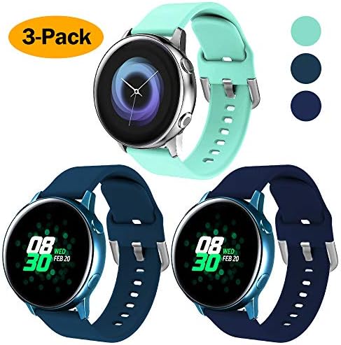 XIMU Compatible with Samsung Galaxy Watch Active 40mm Strap/Galaxy Watch Active 2 40mm Strap/Active 2 44mm Strap/Galaxy Watch 42mm Strap, Soft Silicone Sport Straps for Women Men