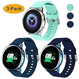NANW 3-Pack Compatible with Samsung Galaxy Watch Active Bands/Active 2 Bands, Galaxy Watch 42mm Bands/Gear Sport Bands, 20mm Soft Waterproof Silicone Sport Watch Strap Replacement Wristbands