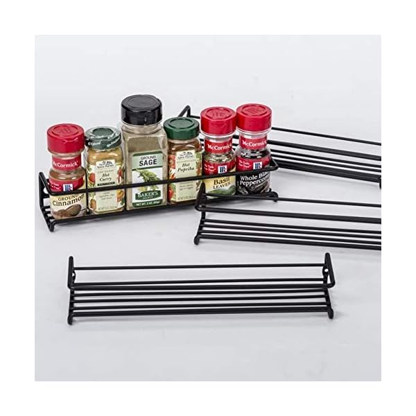 GEEDIAR-Spice-Racks-Organiser-4-Tier-Hanging-Stainless-Steel-Spice-Racks-Wall-Mounted-with-Adhensive-Stickder-Screws-Kitchen-Pantry-Shelf-for-Spices-and-Condiments-Spice-Jars-Black GEEDIAR Spice Racks Organiser - 4 Tier Hanging Stainless Steel Spice Racks Wall Mounted with Adhensive Stickder & Screws…