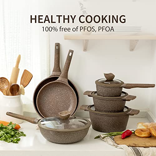 Carote Nonstick Cookware Sets, 10 Pcs Pots and Pans Set Nonstick