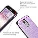 LG K10 Case 2017, LG Harmony Case, LG K20 V Case, LG LV5 Case, BENTOBEN Luxury Glitter Black Case 2 in 1 Hybrid Faux Leather Chrome Protective Phone Case for LG LV5/LG K10/K20 Plus, Purple/Black