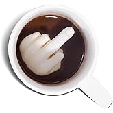 ZFBIRD Middle Finger Cup Ceramic Novelty Coffee Mug with 3D Funny Finger Inside for Christmas Birthday 350ml