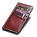 iPhone 7 Plus Case, Genuine Cowhide Leather Wallet Case, Flip Book Cover with [Credit Card Holder] [Kickstand] For iPhone 7 Plus (Wine Red)