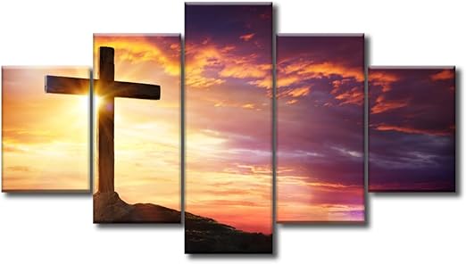 Amazon Com Large Christian Crosses Cross Wall Art Christ Poster Canvas Prints Home Decor For Bedroom Living Room Pictures Decals 5 Panel Hd Printed Painting Artwork Framed Ready To Hang 60 Wx32 H Artwork 10 Posters