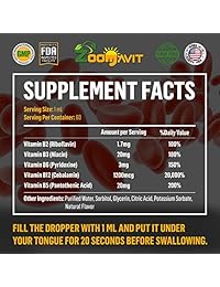 Vitamina B Complex Líquido Gotas con Absorción Rápida - Super B Líquido Complex Vitaminas B2, B3, B5, B6 & B12 - Natural Energy Boost, Mental Focus & Healthy Immune System