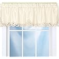 Collections Etc Elegance Scroll Embroidered Cut-Out Window Valance with Rod Pocket Top for Easy Hanging, 58" W x 13" L, Cream