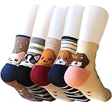 IMAXSELL 5 Pairs Womens Novelty Cute Pet Animal Print Pattern Design Cartoon Cotton Colorful Casual Comfortable Crew Socks