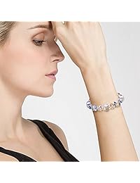 KesaPlan Pulsera "A Little Romance" Ajustable 7" - 9" Pulsera elástica de cristal hecha con cristal de Swarovski, cobre, 5056899731223