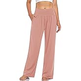 FireSwan Women's Wide Leg Sweatpants High Waisted Casual Yoga Pants with Pockets Flowy Comfy Loose Lounge Pants(Rose Red XXL)