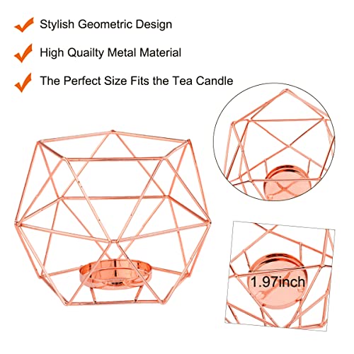 Rose Gold Geometric Candle Holder, Tealight Candlestick Candle Holders Votive Candle Stand for Tables Centerpieces, Wedding Decor, Home Decoration