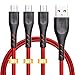 Micro USB Cable 3Ft 3 Pack, Cabepow Android Charger Cable, Durable Premium Nylon Braided Fast Phone Charger Cord for Samsung Galaxy S7 S6 S7 S5,Note 5 (Red)
