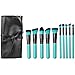 Matto Classic 10 Pcs Lake-Blue Makeup Brush Set with Black Pouch Premium Synthetic Hair Kabuki Brush Kit for Face Eye Foundation Cosmetic Tool