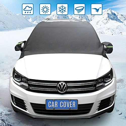 Windshield Snow Cover,Extra Large Waterproof Windshield Cover - Snow, Ice, Frost Guard No More Scraping - Door Flaps Windproof Fits Most Car, SUV, Truck, Van with 96"x 57" (96'' 57'')