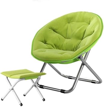 Amazon Com Fengfan Folding Chair Moon Chair Lightweight Outdoor Patio Furniture Durable Garden Chair X Shaped Bracket Color Green Size With Footrest Furniture Decor