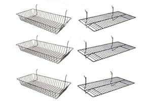 Only Garment Racks Garage Organizer Value Pack with 3 Shelves and 3 Steel Baskets, Designed for Slatwall, Gridwall or Pegboard