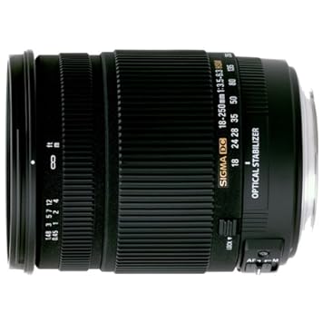 Sigma 18-250 mm F3,5-6,3 DC OS HSM Reise-Zoom-Objektiv (72 mm Filtergewinde) für Canon Objektivbajonett